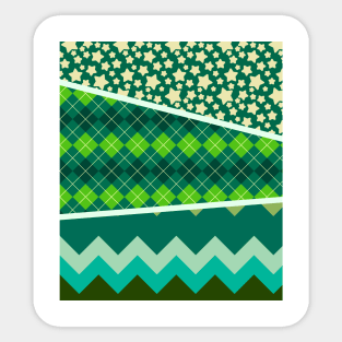 Green Star Argyle Zigzag Pattern Sticker